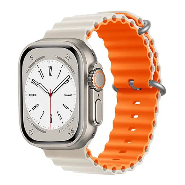 Bracelet Ocean en Silicone pour Apple Watch Ultra 2/Series 10/9/8/7/6/5/3/SE