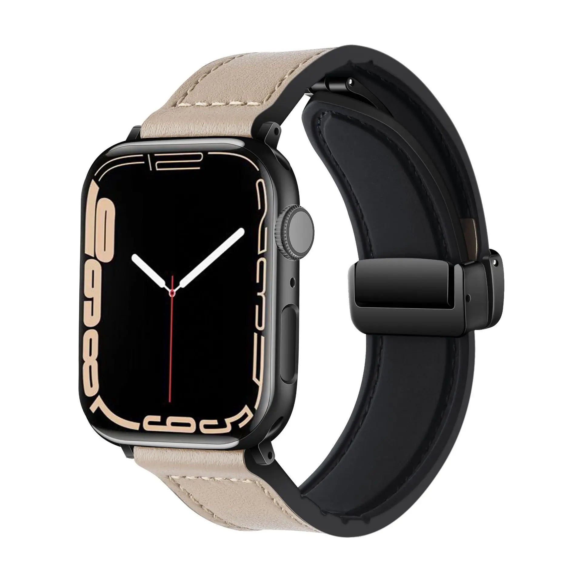 Bracelet magnétique en cuir & silicone pour Apple Watch Ultra 2/Series 10/9/8/SE/3