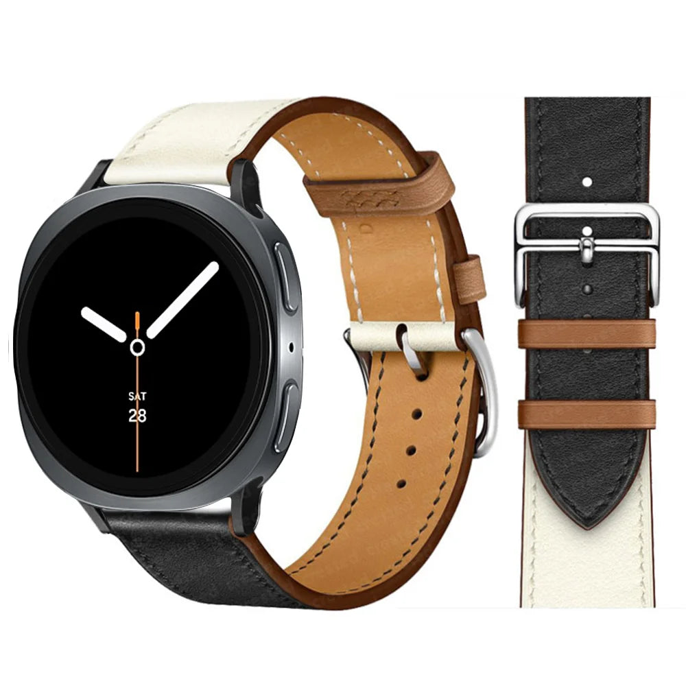 Bracelet en Cuir Exquis pour Samsung Galaxy Watch 8 – Boucle Métal, Compatible