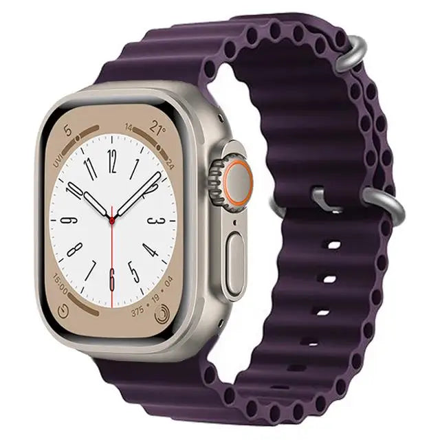 Bracelet Ocean en Silicone pour Apple Watch Ultra 2/Series 10/9/8/7/6/5/3/SE