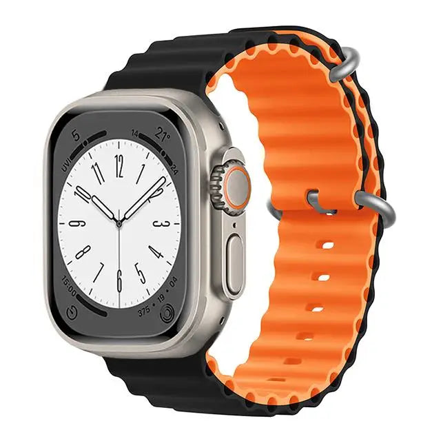 Bracelet Ocean en Silicone pour Apple Watch Ultra 2/Series 10/9/8/7/6/5/3/SE