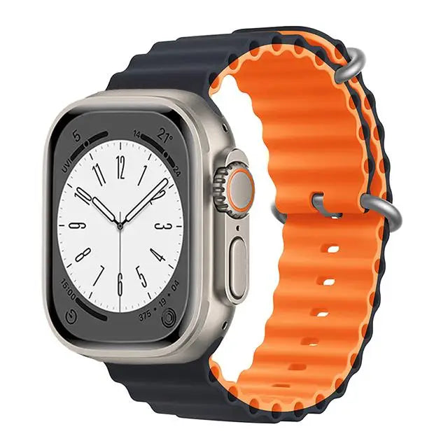Bracelet Ocean en Silicone pour Apple Watch Ultra 2/Series 10/9/8/7/6/5/3/SE