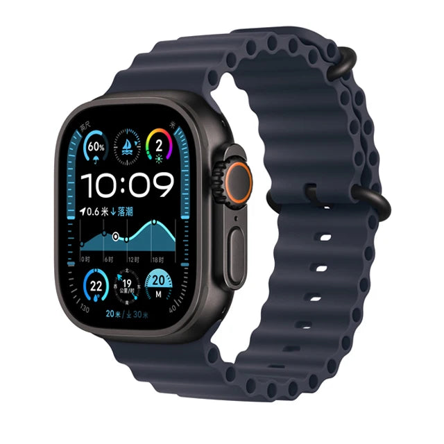 Bracelet Ocean en Silicone pour Apple Watch Ultra 2/Series 10/9/8/7/6/5/3/SE