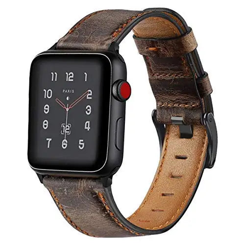 Bracelet rétro en cuir de vache pour Apple Watch Ultra 2/Series 10/9/8/7/6/5/4/3/SE