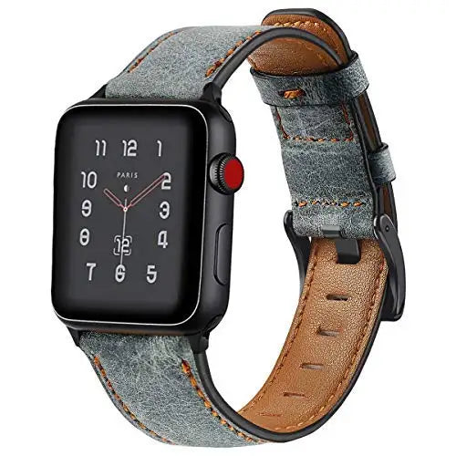Bracelet rétro en cuir de vache pour Apple Watch Ultra 2/Series 10/9/8/7/6/5/4/3/SE