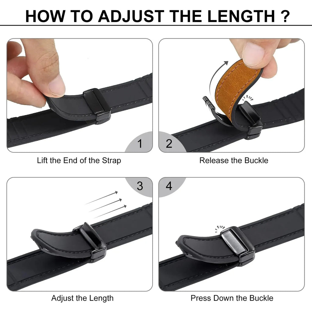 Bracelet magnétique en cuir & silicone pour Apple Watch Ultra 2/Series 10/9/8/SE/3