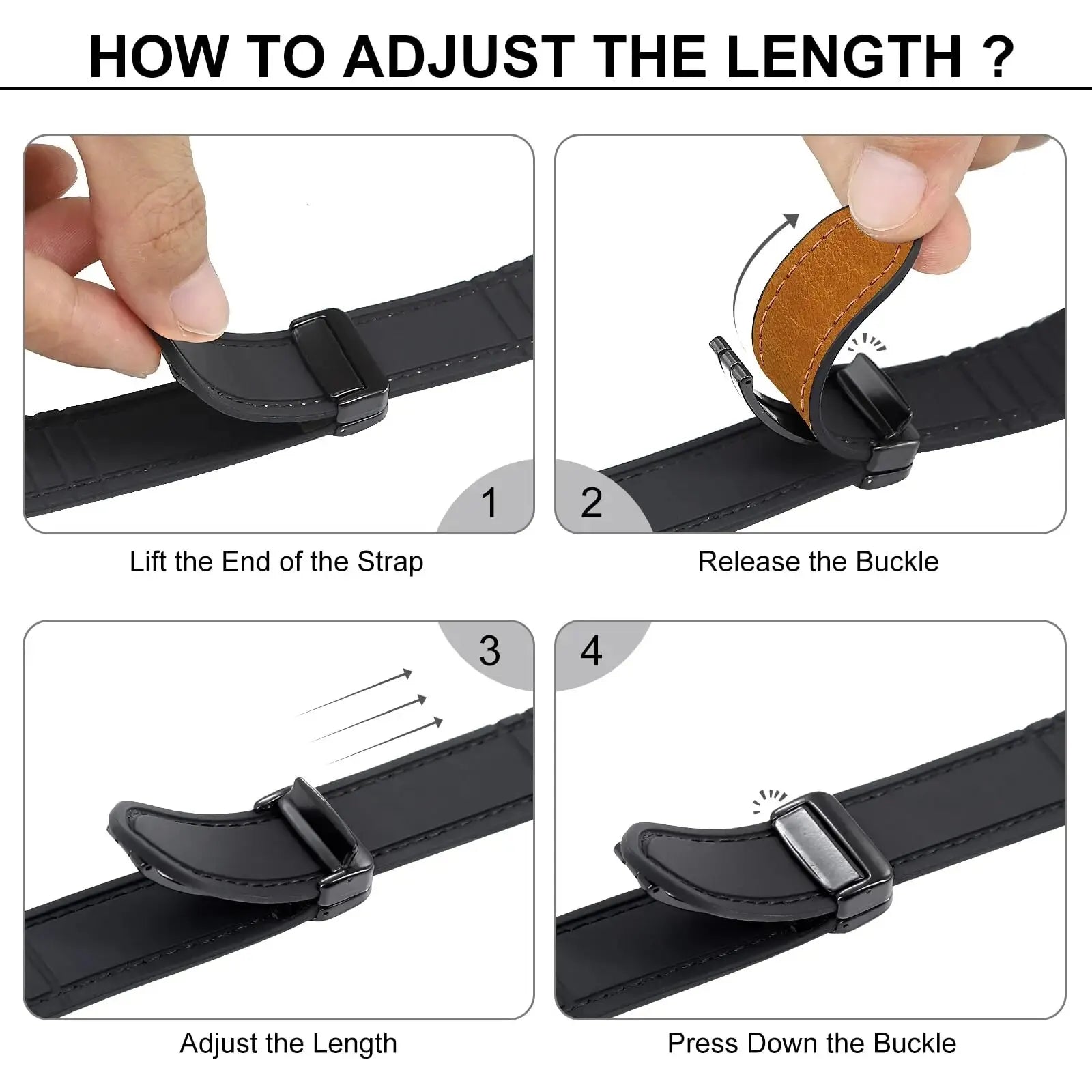 Bracelet magnétique en cuir & silicone pour Apple Watch Ultra 2/Series 10/9/8/SE/3